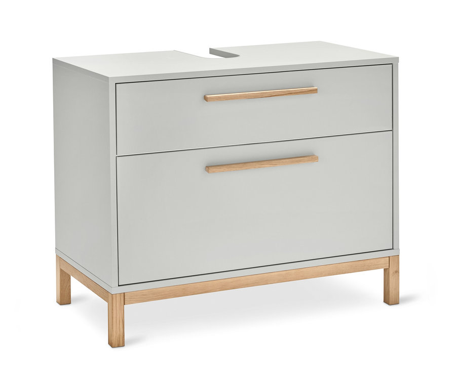 Světle šedá koupelnová skříňka pod umyvadlo »Eklund« se 2 zásuvkami.