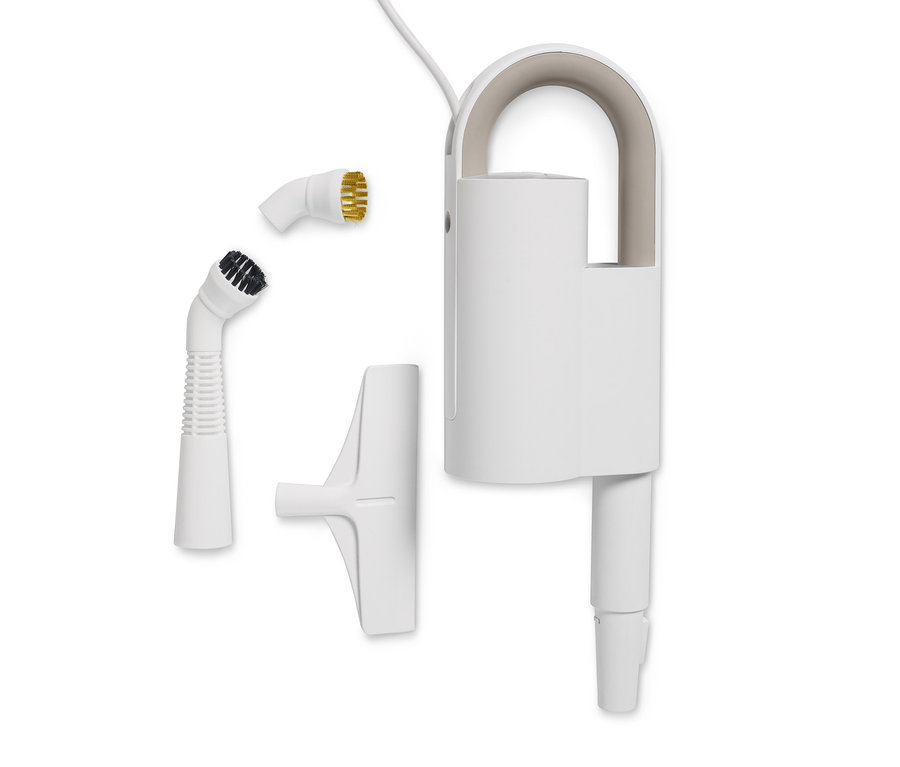 Rozložený kompaktní parní čistič CH s různými nástavci.