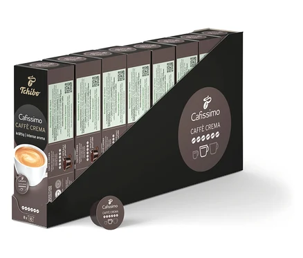 Balení kapslí Cafissimo Caffè Crema. Na obalu je obrázek šálku s kávou.