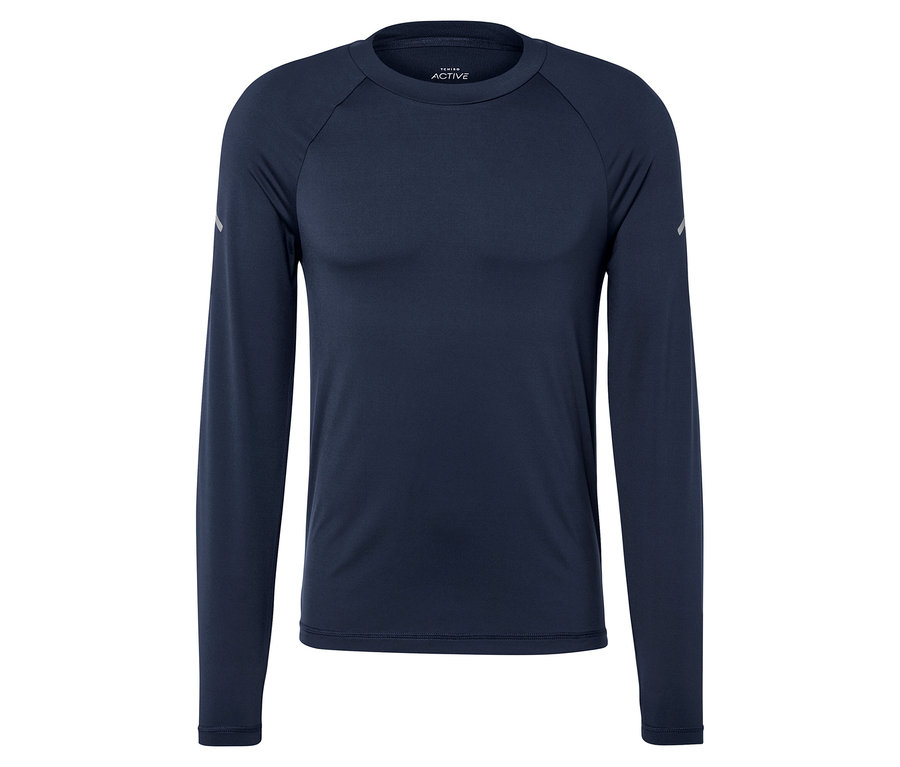 Tmavě modré tričko s dlouhým rukávem.
