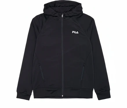 Černá pánská funkční mikina FILA s kapucí a zipem. Logo FILA na hrudi.