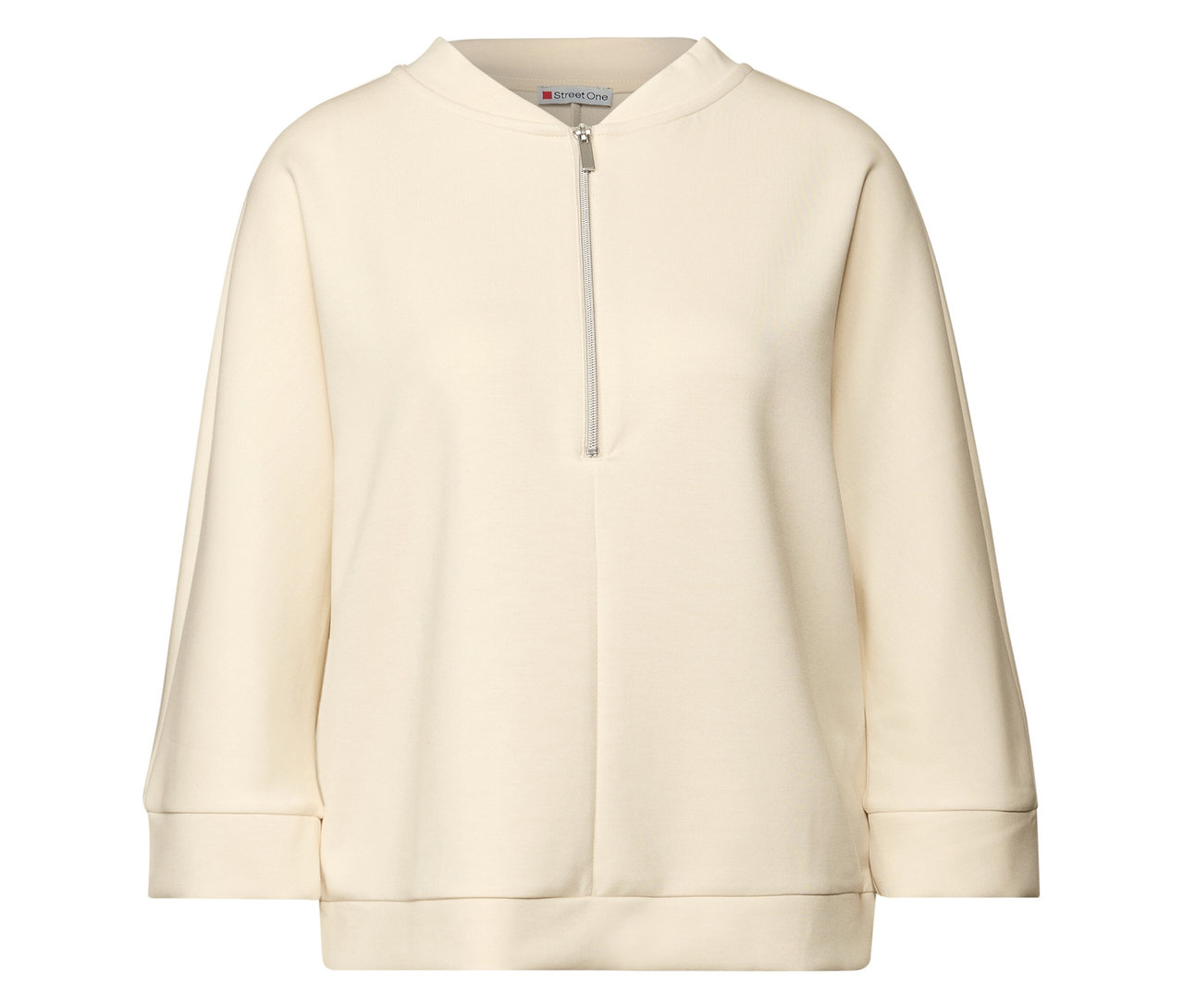 Krémové tričko ze směsi modalu Street One se zipem.
