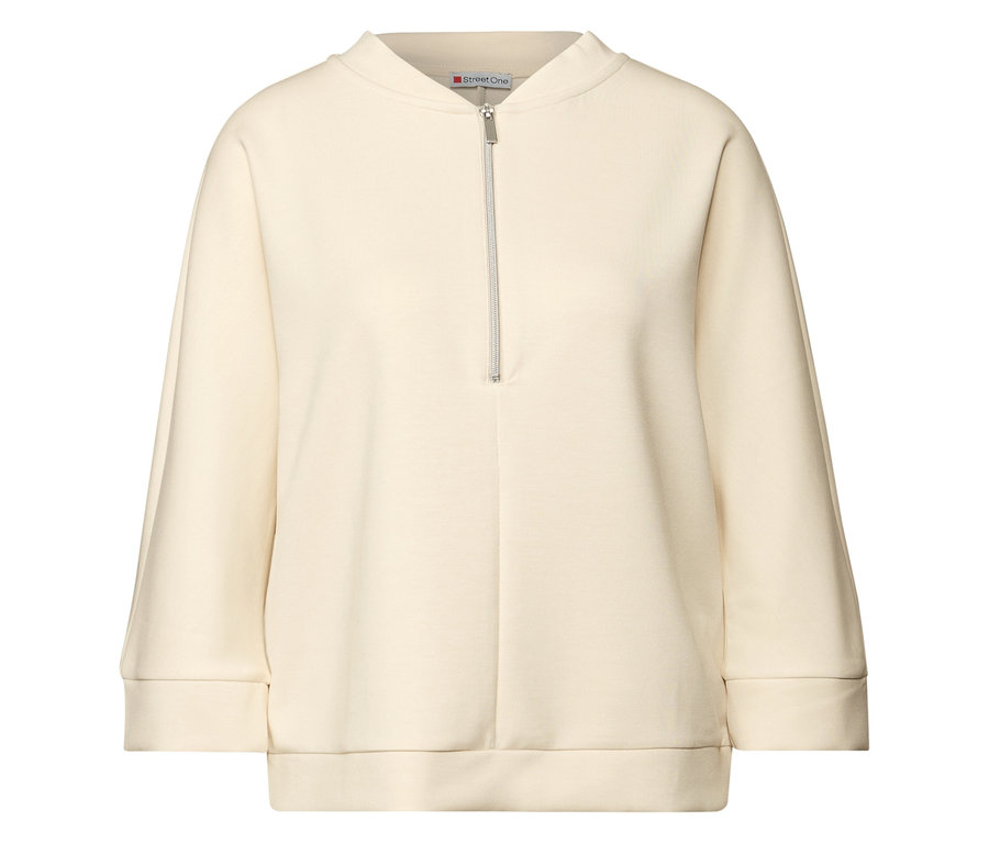 Krémové tričko ze směsi modalu Street One se zipem.