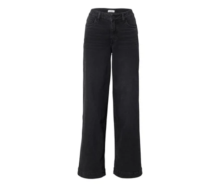 Černé, s vysokým pasem džíny super wide střihu „Lexi“ z opraného denimu.