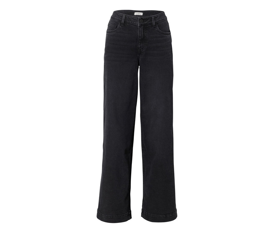 Černé, s vysokým pasem džíny super wide střihu „Lexi“ z opraného denimu.