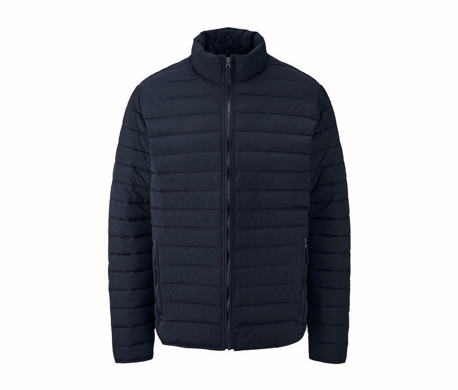 Tmavě modrá prošívaná bunda na zip.