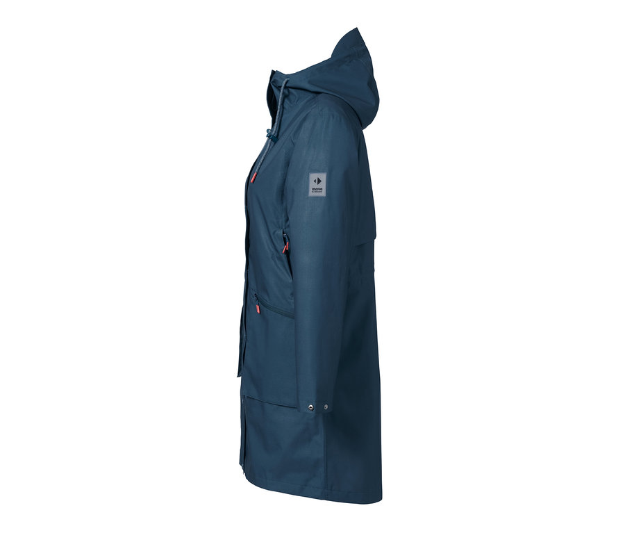 Tmavě modrá funkční parka do deště.