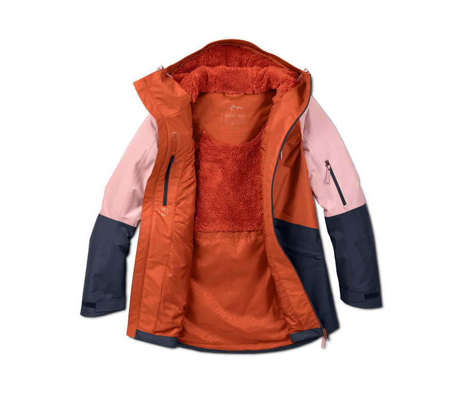 Otevřená lyžařská a snowboardová bunda v barevném provedení.
