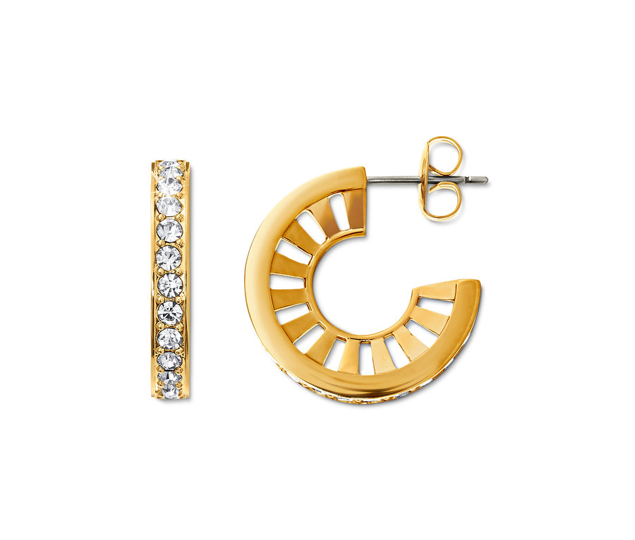 Dvoje zlaté kreolky se skleněnými kamínky.