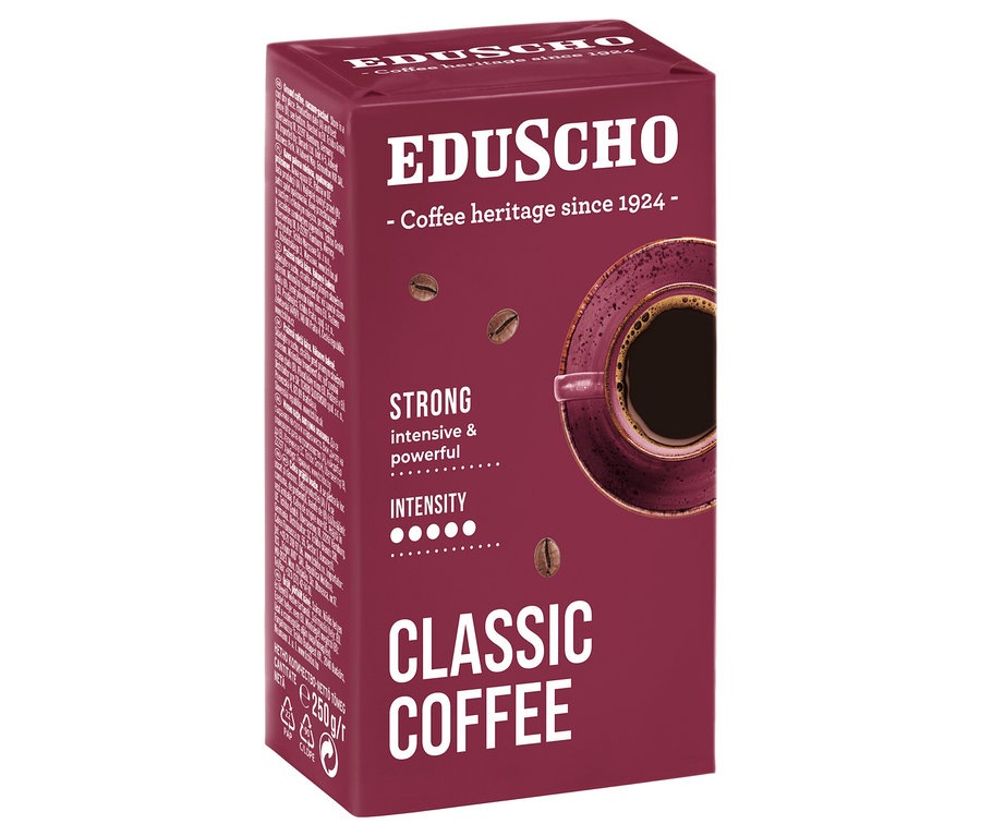 Balení mleté kávy Eduscho Classic Coffee Strong - 250 g.