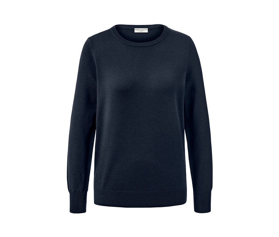 Tmavě modrý svetr z jemného úpletu merino.