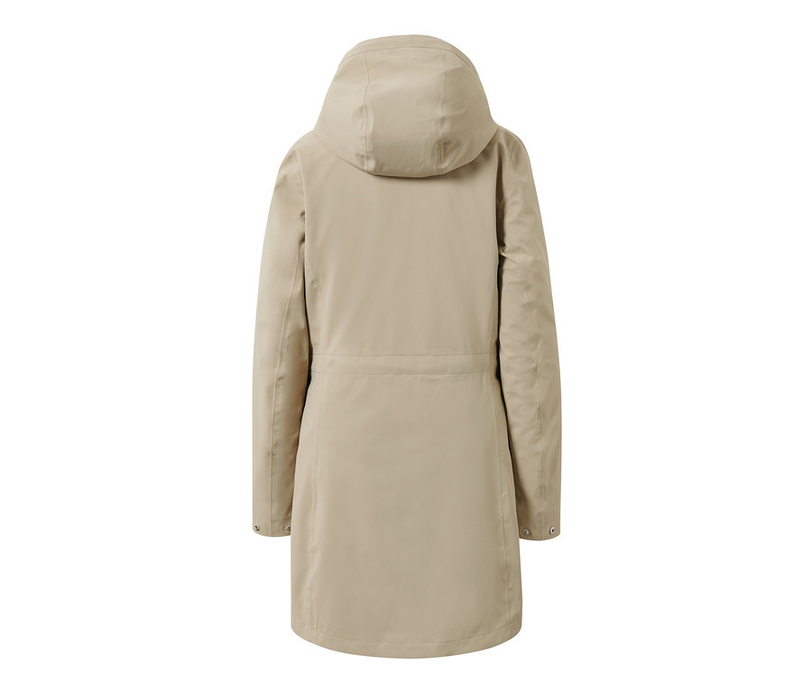 Zadní pohled na šedý outdoorový kabát 3 v 1.