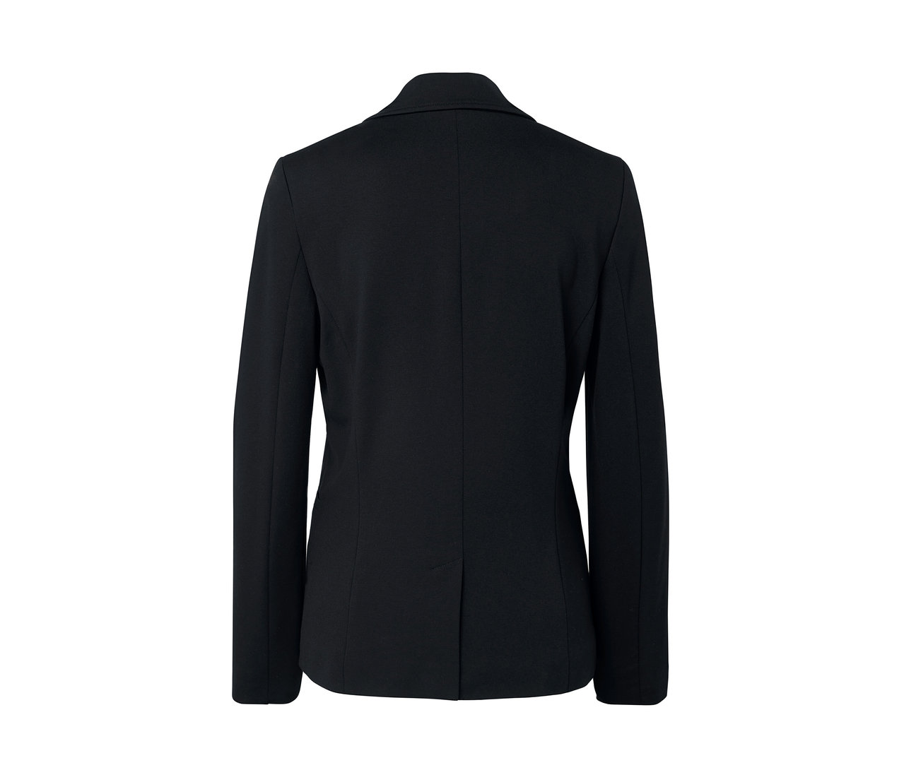 Detail zadní části černého žerzejového blejzru.