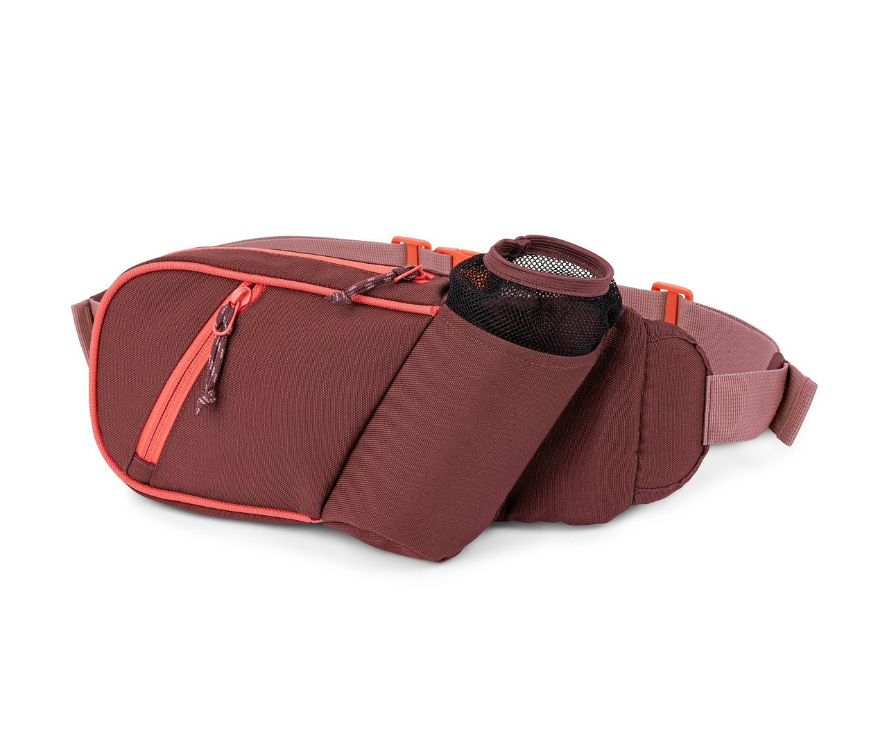 Hnědá ledvinka s kapsou na láhev na pití.