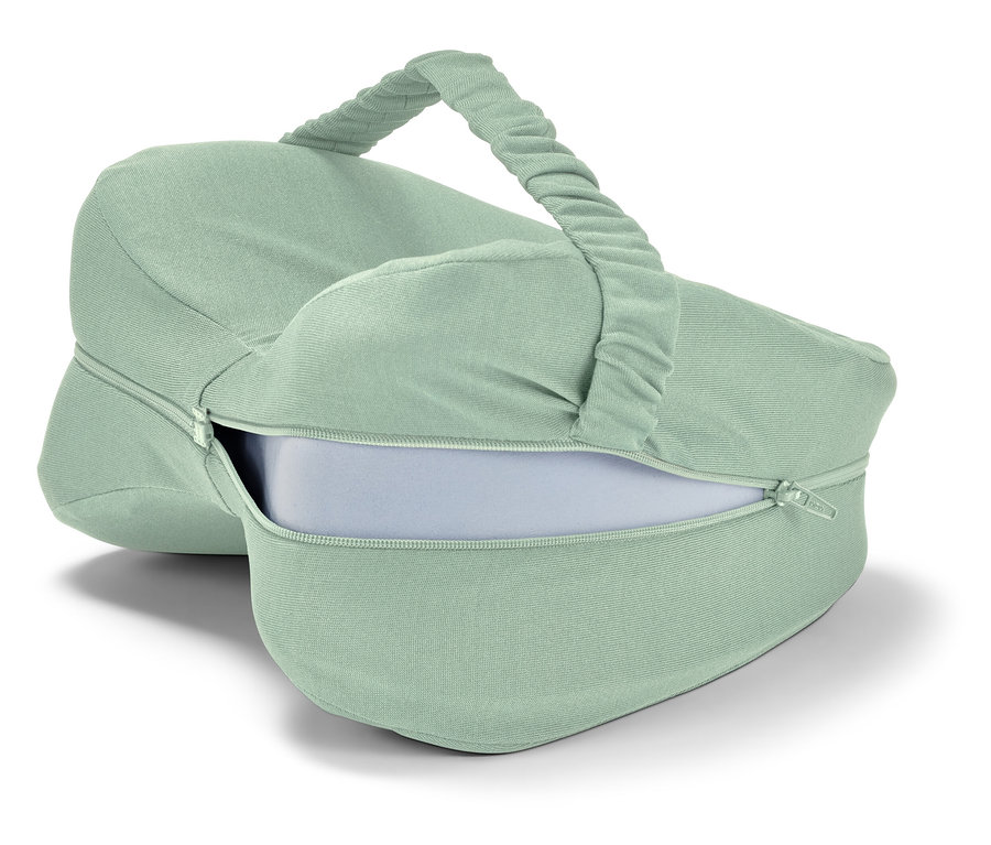 Zelený ergonomický polštář mezi kolena pro spaní na boku se zipem.