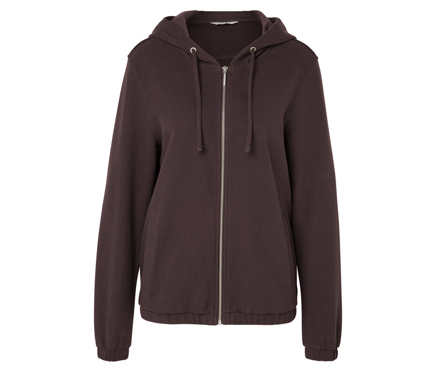 Hnědá mikina na zip s kapucí.