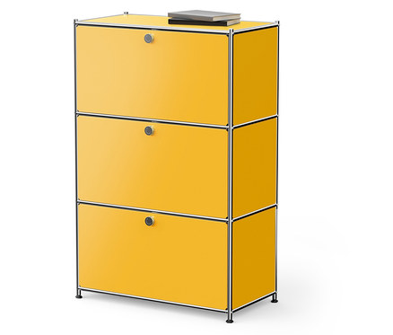 Kovová komoda »CN3« se 3 výklopnými dvířky, žlutá