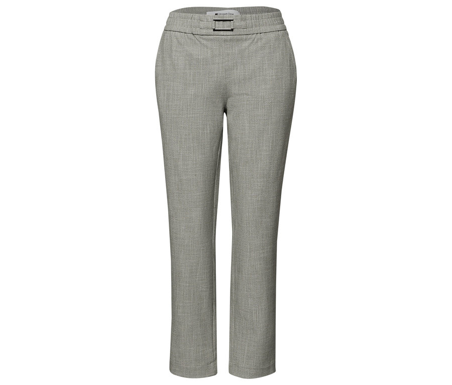 Šedé kalhoty joggpant Street One s poutky na pásek a sponou.