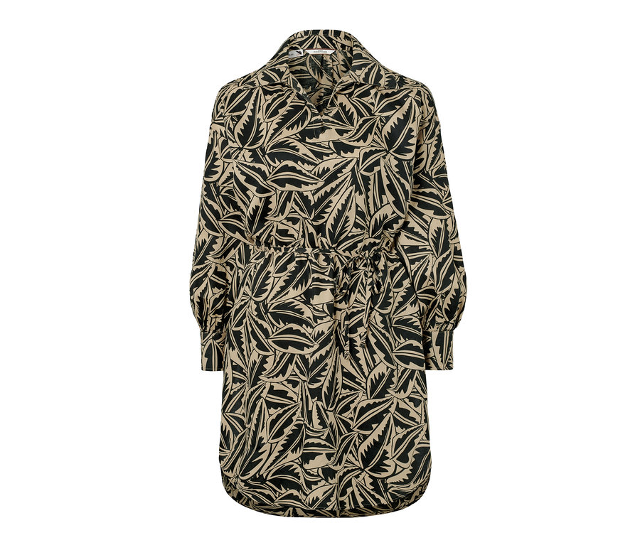 Dlouhá halenka ze lněné směsi, černá s potiskem.