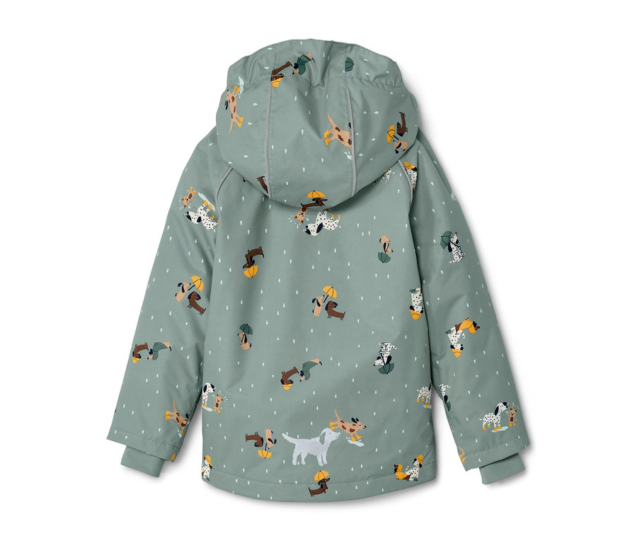 Dětská termobunda do deště se vzorem psů.