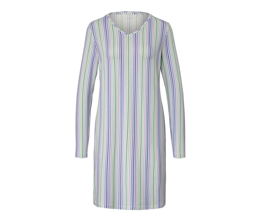 Pruhovaná noční košile s dlouhými rukávy.