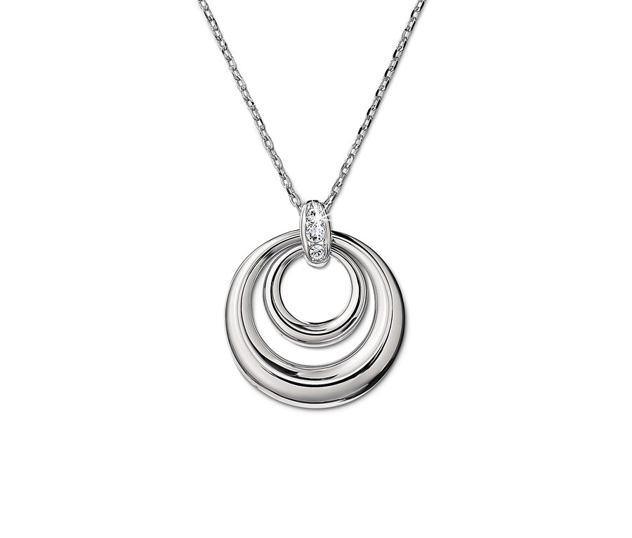 Stříbrný náhrdelník zdobený kamínky Swarovski® se třemi kruhy.