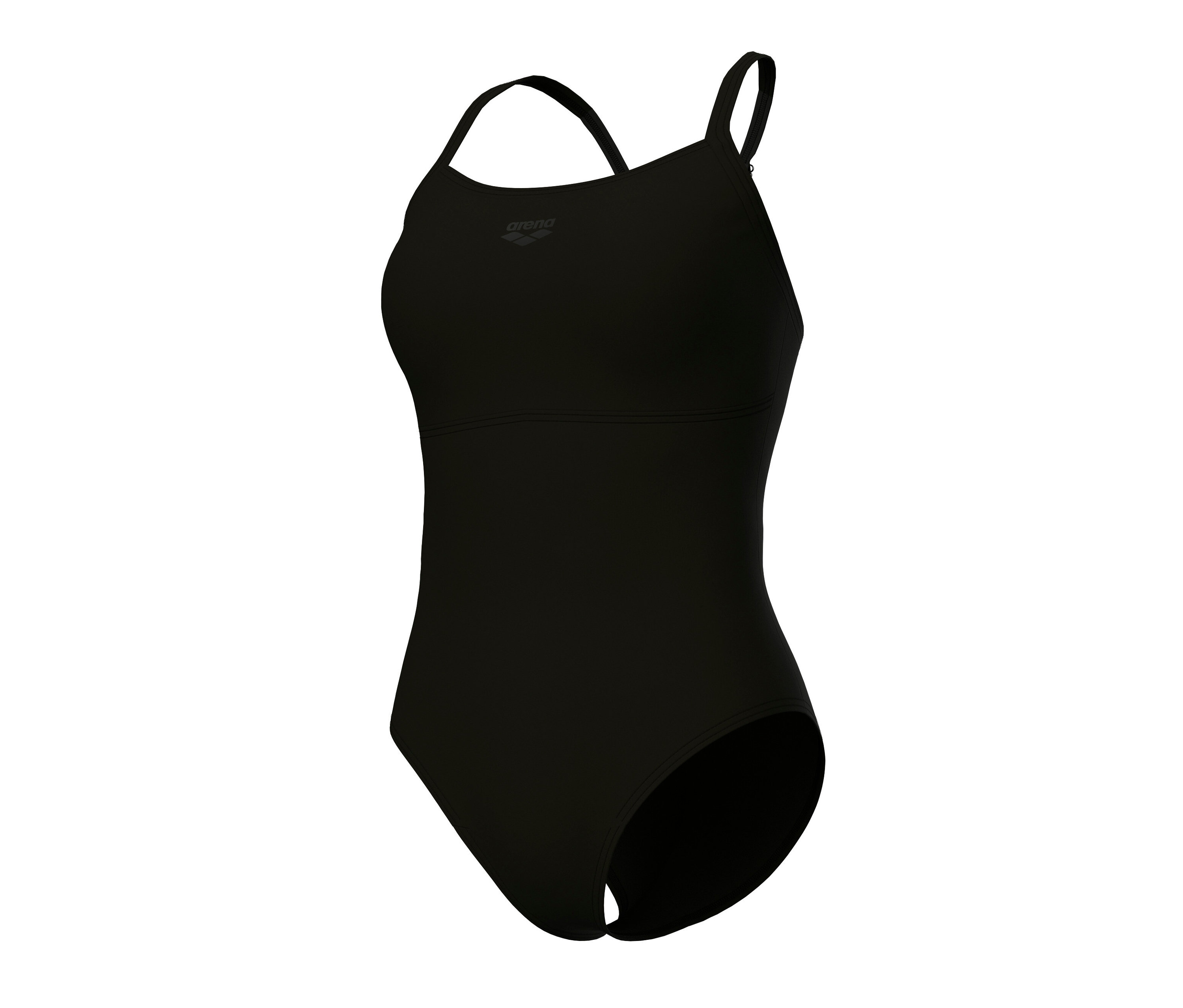 Detailní záběr na dámské plavky s podprsenkou arena Feel Solid Lightdrop Back, BLACK/BLACK.