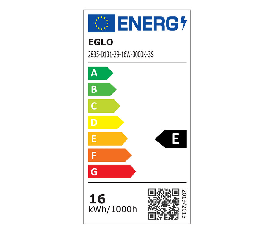 Energetický štítek EGLO 2835-D131-29-16W-3000K-3S s třídou energetické účinnosti E.
