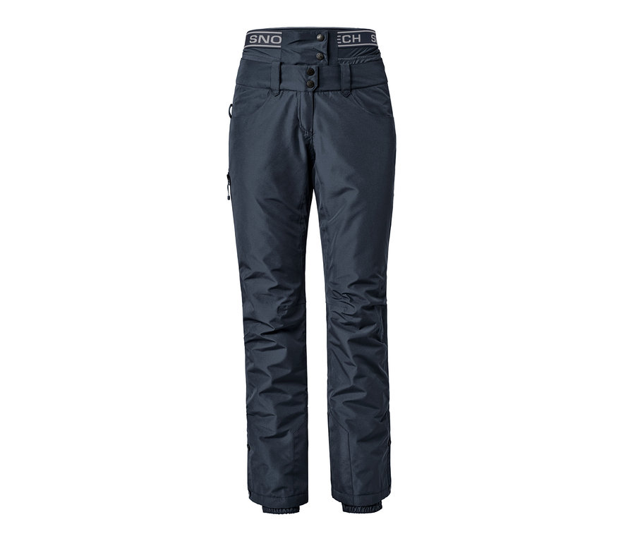 Tmavě modré lyžařské a snowboardové kalhoty.