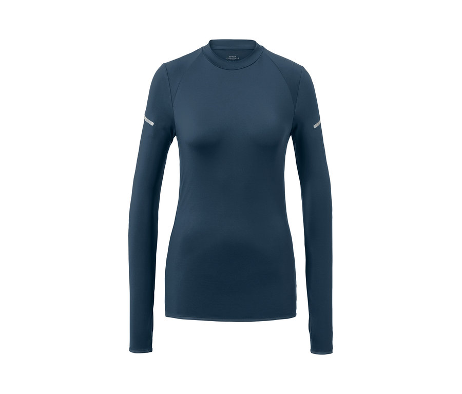 Tmavě modré funkční triko s dlouhým rukávem na bílém pozadí.