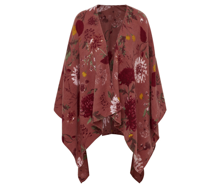 Květinový šátek s hnědým květinovým vzorem.