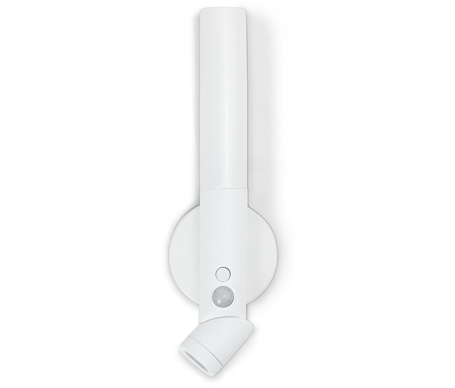 Bílé nástěnné LED svítidlo s pohybovým senzorem.