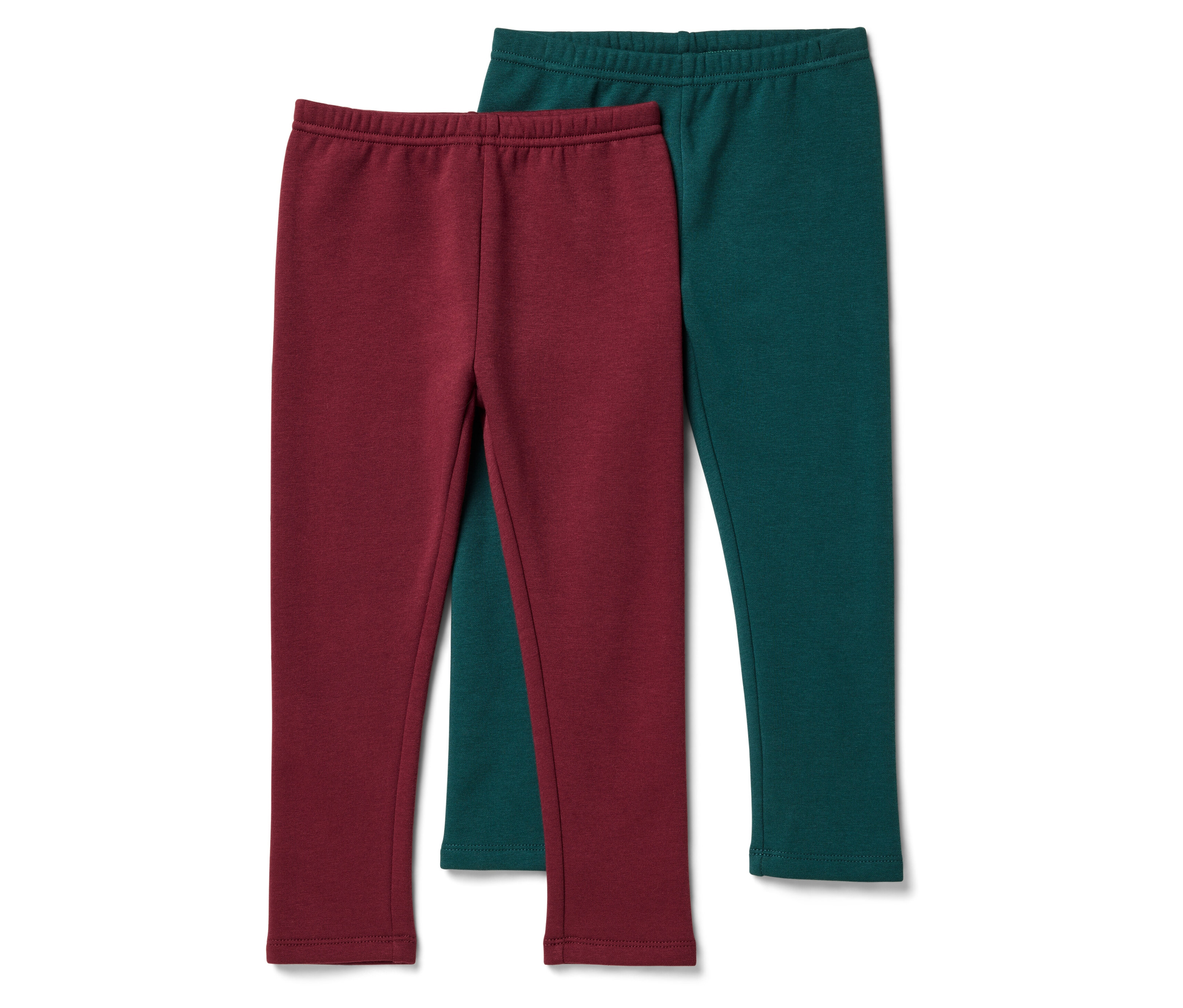 Dvoje legíny: jedny bordó a druhé zelené.