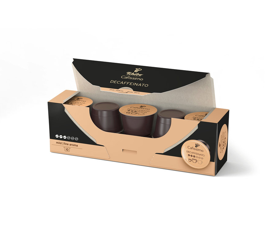 Balení s deseti kávovými kapslemi Cafissimo Decaffeinato.