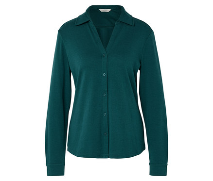 Halenkové triko s knoflíkovou légou, petrolejová