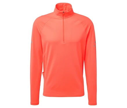 Jasně oranžový sportovní top s dlouhým rukávem a zipem u krku.