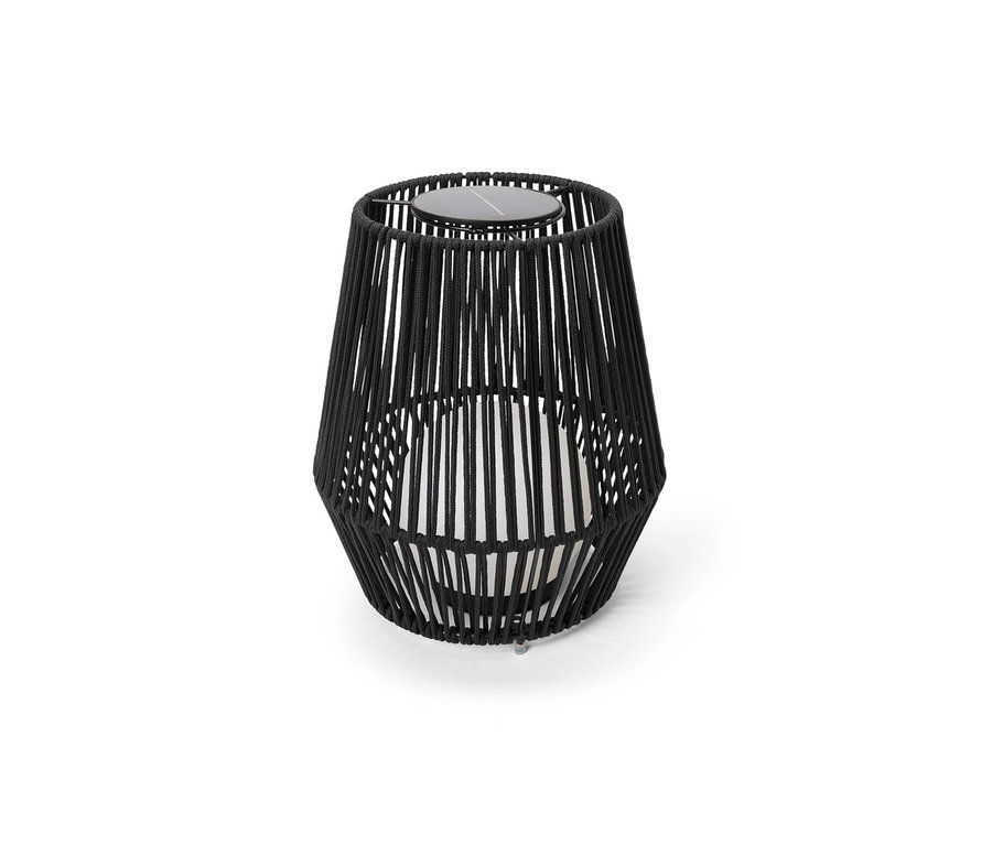 Malá solární lucerna s textilním výpletem.