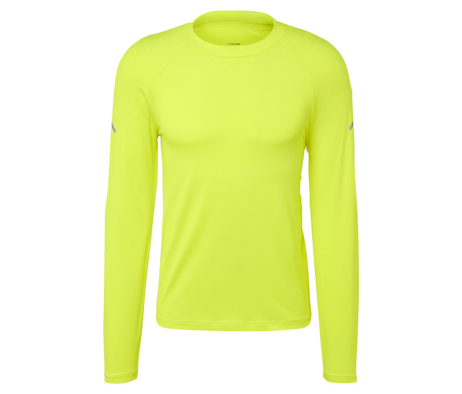 Žluté tričko s dlouhým rukávem na bílém pozadí.