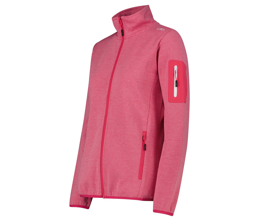 Růžová fleecová bunda na zip s kapsami.