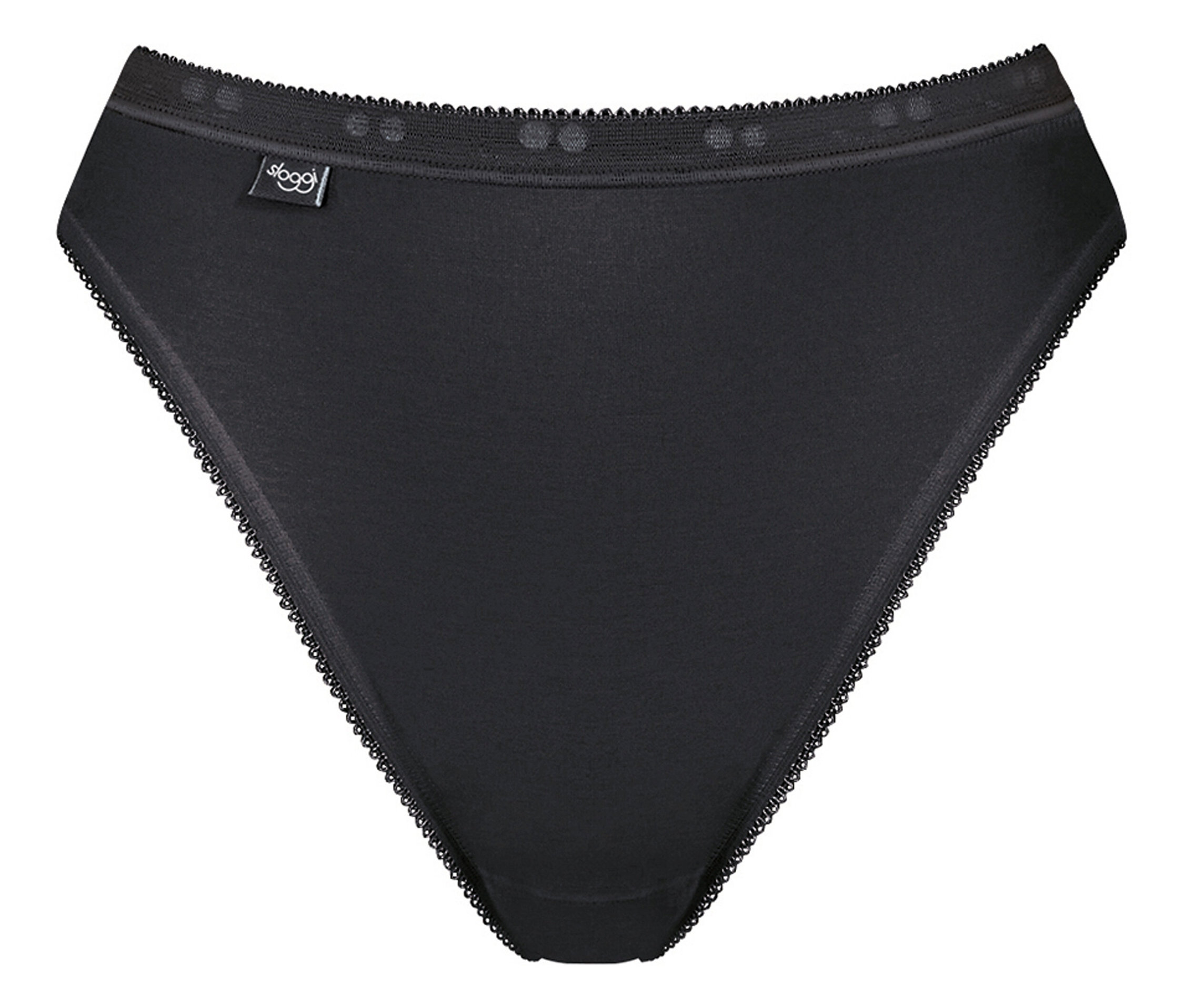 Černé kalhotky s krajkovým lemem.
