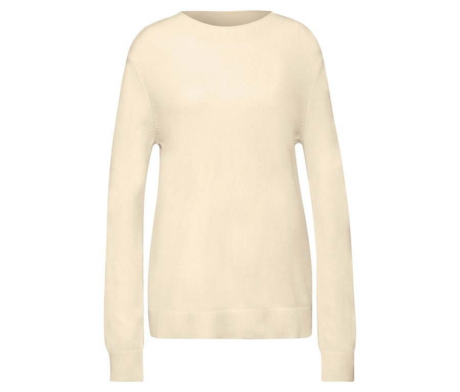 Béžový pletený svetr s rolovaným lemem Street One.