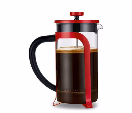 Červená konvička french press 800 ml, 6 šálků.