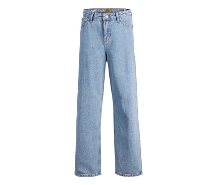 Světle modré džíny Jack & Jones JJOriginal Alex s rovnými nohavicemi, položené naplocho.