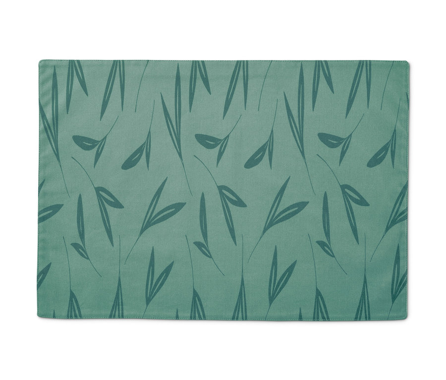 Zelené prostírání s potiskem listů, sada 4 ks