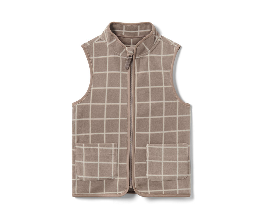 Károvaná dětská fleecová vesta.