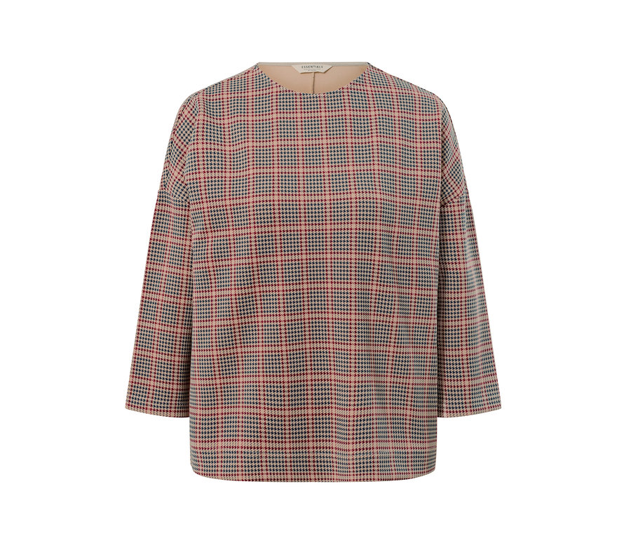 Mikina s 3/4 rukávem se vzorem kohoutí stopy.