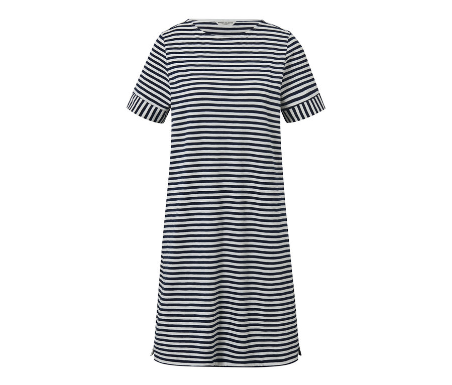 Proužkované žerzejové šaty s krátkým rukávem.