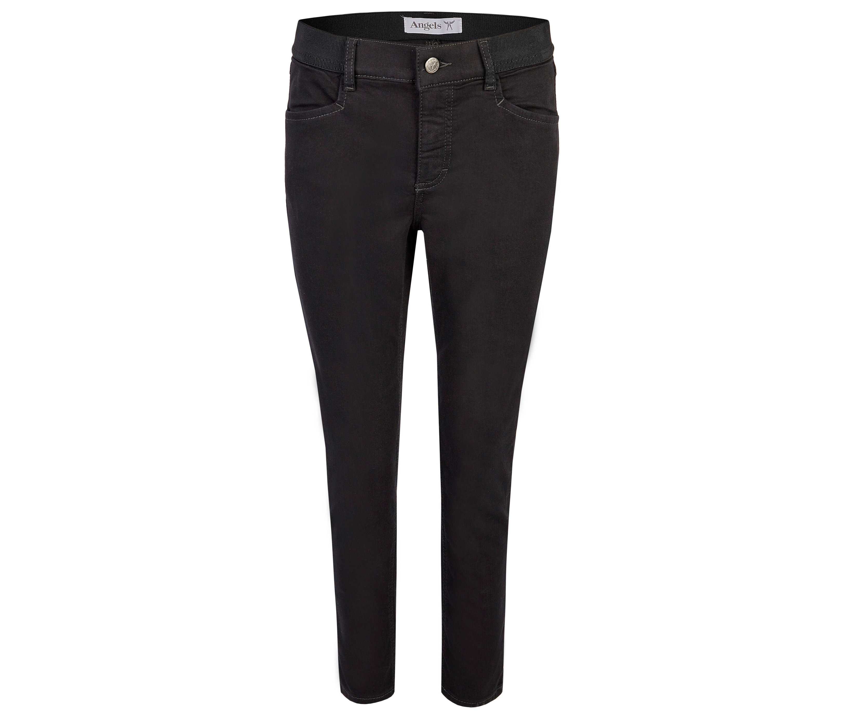 Černé džíny s elastickým pasem.