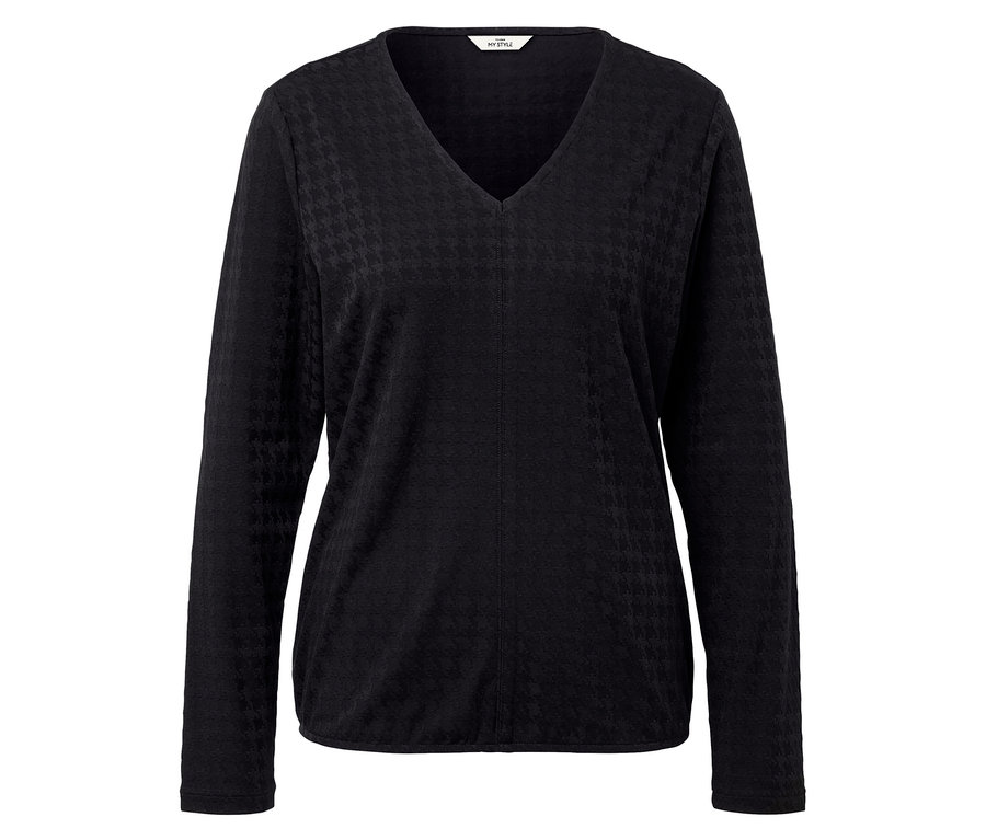 Černá halenka s dlouhým rukávem a výstřihem do V.
