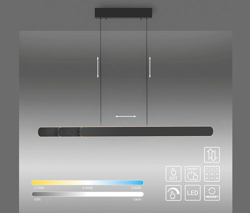 Černá LED závěsná lampa Paul Neuhaus »Adriana Round« visí ze stropu.